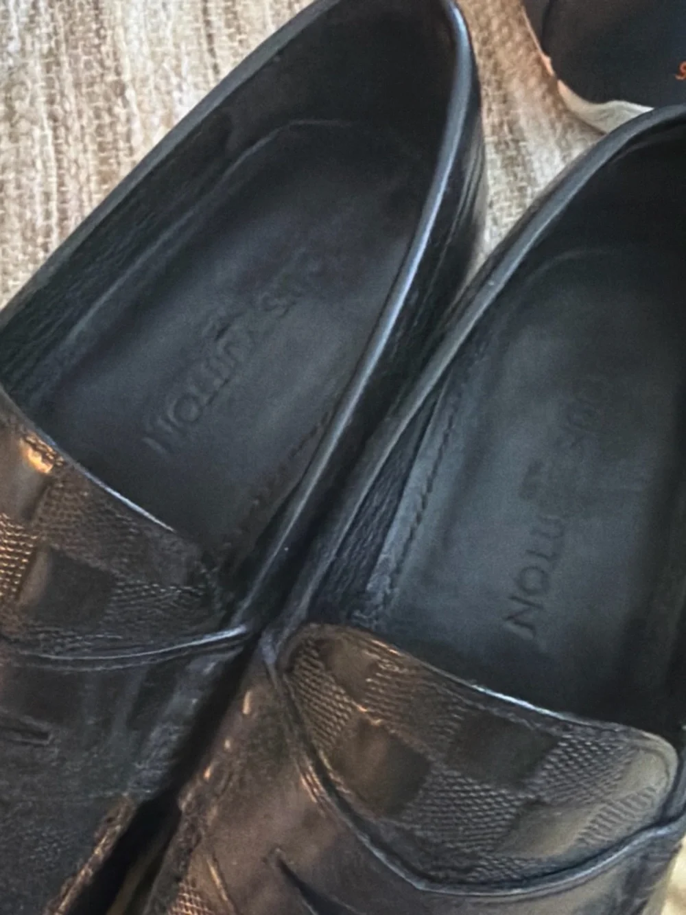 Louis Vuitton Black Men's Penny Loafers with Checkered Pattern - Picture 3 of 3